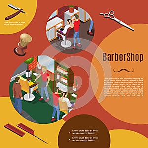 Isometric Barber Shop Colorful Template