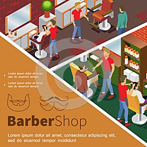 Isometric Barbershop Colorful Concept