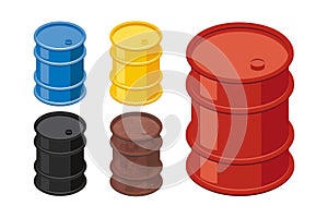 Isometric barrels, 3d icon in flat style