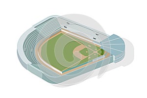 Isometric baseball park, ballpark, diamond. Modern stadium or arena isolated on white background. Sports venue