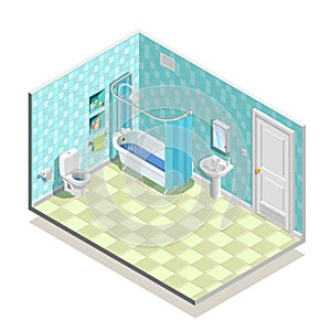 Isometric Bath Room Composition