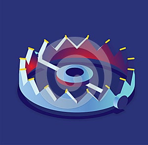 Isometric bear trap. Vector illustration