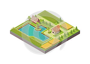 Isometric beautiful countryside