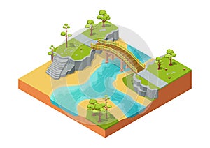 isometric beautiful nature river