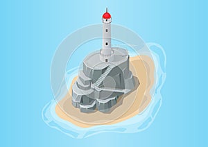 Isometric beautiful rocky island