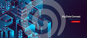 Isometric big data flow processing concept, database.