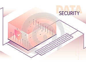 Isometric big data processing concept illustration