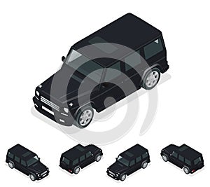 Isometric Black VIP Car.