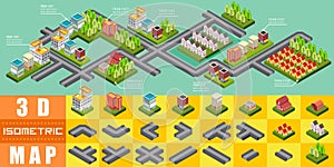 Isometric block map construction elements set for game resource, Vector illustrator