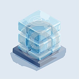 Isometric Blockchain Technology Server Stack Illustration