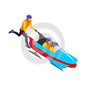 Isometric Bobsleigh Illustration