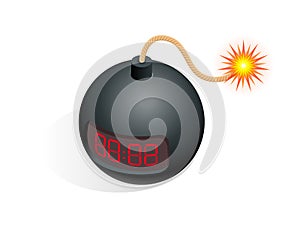 Isometric Bomb icon. Vector illustration TNT time bomb explosive with digital countdown timer clock isolated on white