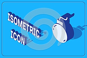 Isometric Bomb ready to explode icon isolated on blue background. Vector