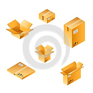 Isometric box set of different size.