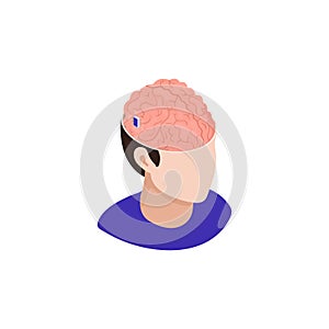 Isometric Brain Chip Icon