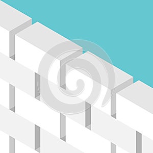 Isometric brick wall. Construction, obstacle, restriction, isolation, distrust and defense concept