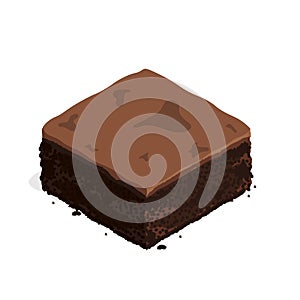 Isometric brownie chocolate cake vector