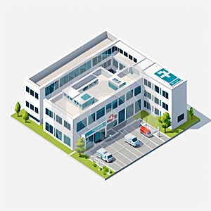 Isometric Building and House in City: Vector Icon Set for Urban Architecture and Design Illustration