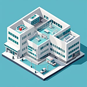 Isometric Building and House in City: Vector Icon Set for Urban Architecture and Design Illustration