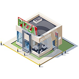 Isometric building Pizza restaurant