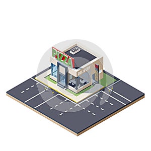 Isometric building Pizza restaurant