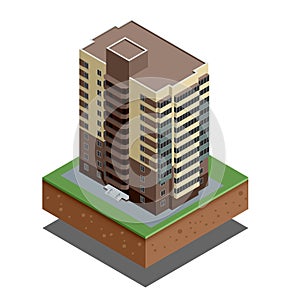 Isometric buildings real estate - city buildings - Residential house - decorative icons set - vector