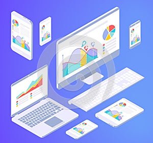 Isometric busines office elements