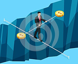 Isometric business concept of financial risks.