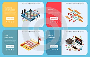 Isometric Business Gamification Banners