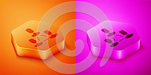 Isometric Business hierarchy organogram chart infographics icon isolated on orange and pink background. Corporate