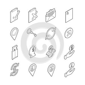 Isometric Business line Icon 3D illustration vector set eps10