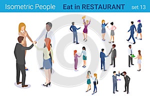 Isometric Business People Meeting Handshake Deal flat vector collection