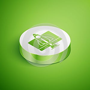 Isometric Business startup project concept icon isolated on green background. Symbol of new business, entrepreneurship photo