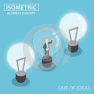 Isometric Business Trapping Inside Broken Light Bulb