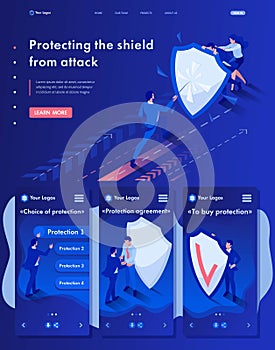 Isometric Businessman Attack a Shield