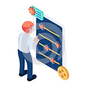 Isometric Businessman with Business Adjustment Panel