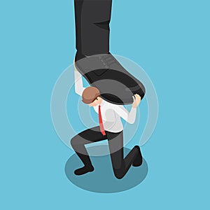 Isometric Businessman Carrying Stomping Foot