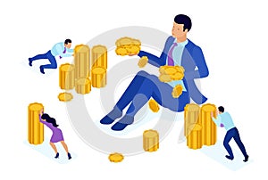 Isometric Businessman Investing in a Startup