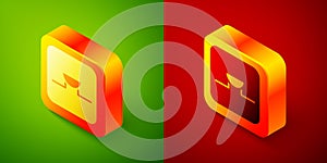 Isometric Buzzer in electronic circuit icon isolated on green and red background. Square button. Vector