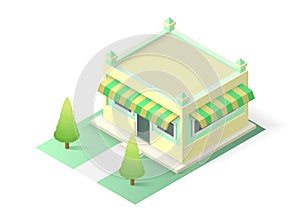 Isometric cake or bakery shop