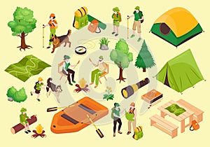 Isometric Camping Icons Collection