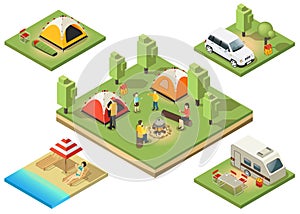 Isometric Camping Territory Composition photo