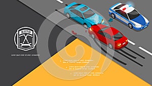 Isometric Car Accident Composition