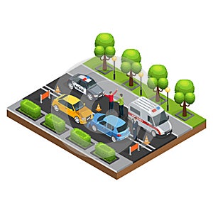 Isometric Car Accident Concept