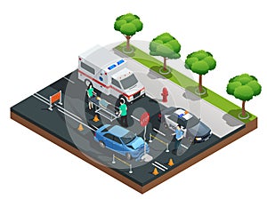 Isometric Car Accidents Composition