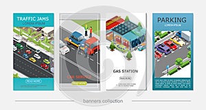 Isometric Car Service Vertical Banners