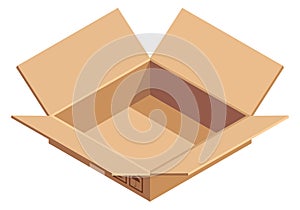 Isometric cardboard box. Open delivery package icon