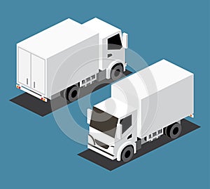 Isometric Cargo Truck. Commercial Transport. Logistics. 3D City Object for Infographics