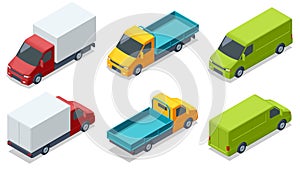 Isometric Cargo Truck transportation. Car for the carriage of goods. Fast delivery or logistic transport. Empty small