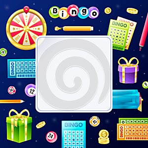 Isometric cartoon bingo game frame
